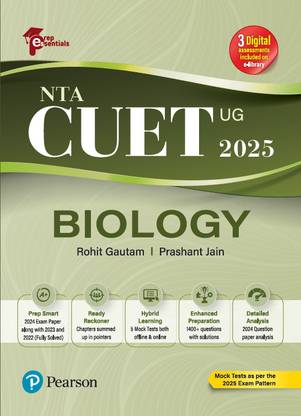 Prep Essentials NTA CUET (UG) Biology - 2025 | 3 Digital Assessments Include on e-Library | Mock Tests As Per the 2025 Exam Pattern | 2024 Exam Paper Along With 2023 and 2022 (Fully-Solved) | 5 Mock Tests Both Offline & Online Exam | 1400+ Questions With Solutions