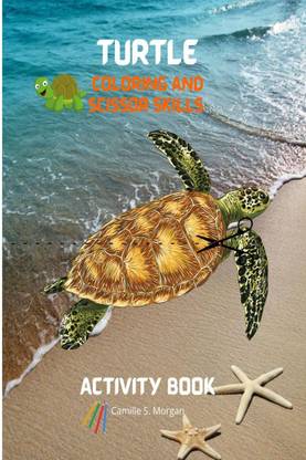 Turtle Coloring and Scissor Skills Activity Book