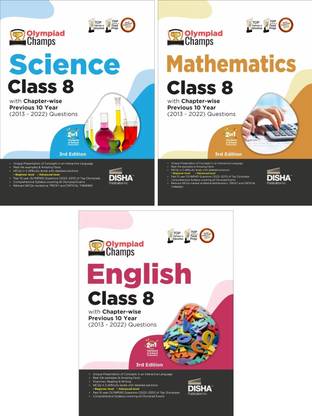 Olympiad Champs Science, Mathematics, English Class 8 with Past Questions