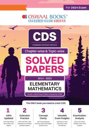 Oswaal CDS Question Bank | Previous Years Solved Question Papers Chapter-Wise & Topic-Wise Elementary Mathematics (2014-2023) For 2024 Exam