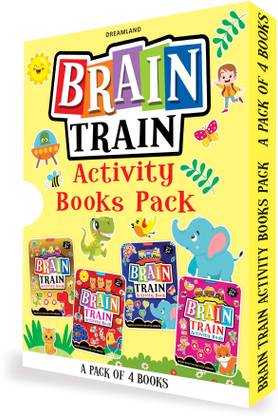 Brain Train Activity Books Pack- A Set of 4 Books - With Colouring Pages, Mazes, Puzzles and Word searches Activities