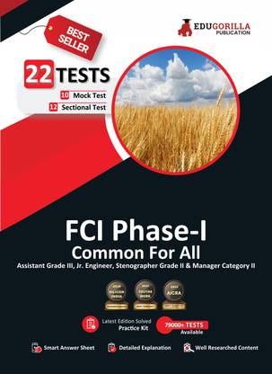 FCI Manager Phase 1 Exam  - Non-Executive & Manager Category II | AG-III, JE, Stenographer Grade-II | 10 Mock Tests + 12 Sectional Tests (1500+ Solved Questions) | Free Access to Online Tests