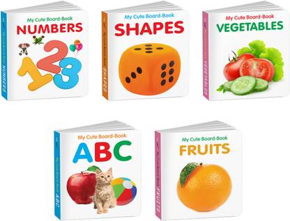 Early Learning Little Library for Toddlers : Pocket Books Set of ABC, Vegetables, Shapes, Fruits and Numbers - Toddler learning books set, Baby board books collection | Pack of 5 Books for Kids