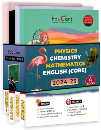 Educart CBSE Class 12 Question Bank PHYSICS, CHEMISTRY, MATHEMATICS & ENGLISH 2024-25 Bundle (Set of 4 Books) For 2025 Board Exams (As per latest CBSE Syllabus 23 Mar 2024)