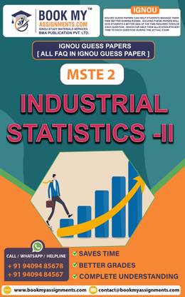 IGNOU MSTE-002 Industrial Statistics -II | Guess Paper | Important Question Answer | PGDAST  - Best IGNOU exam preparation book