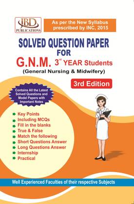 SOLVED QUESTION PAPER FOR G.N.M. 3 YEAR Students