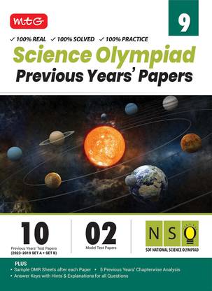 MTG NSO Class-9 Olympiad 10 Previous Years Papers (2023-2019 Set A & B) Science with Mock Test Papers - Sample OMR Sheet with Chapterwise Analysis | SOF Olympiad Books For 2024-25 Exam
