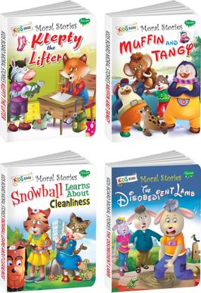 Klepty the Lifter, Muffin and Tangy, Snowball Learns About Cleanliness and The Disobedient Lamb Book for Kids : Moral Stories for Kids, Bedtime Stories, Board Books for Kids | Set of 4 Kids Board Moral Stories.
