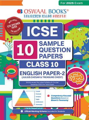 Oswaal Icse | 10 Sample Question Papers | Class 10 | English-2 (for 2025 Exam)