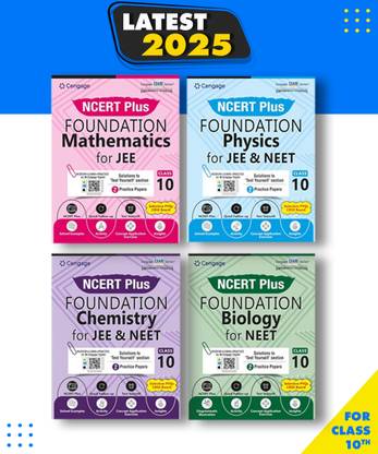 Cengage NCERT Plus Foundation 4-Book Set Physics + Chemistry +Mathematics + Biology Class 10 Paperback, CENGAGE LEARNING EXPEART TEAM|New Latest Edition For 2025-2026