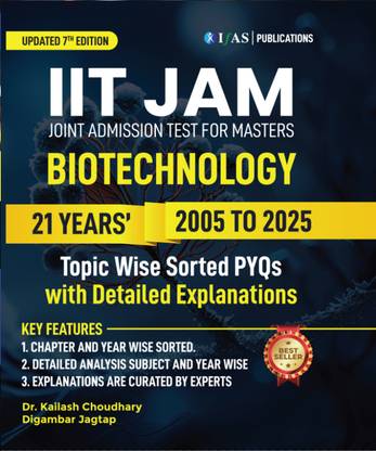 IIT JAM Biotechnology PYQ Book | Previous Year Solved Papers  - 2026 | 21 years' (2005 to 2025) Topic Wise Sorted with Detailed Solutions | Best Seller Previous Year Question Paper Book for IIT JAM, CUET PG, and GAT B Biotechnology Examinations in India | IFAS Publication