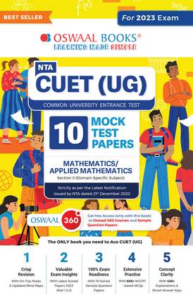 Oswaal NTA CUET (UG) 10 Mock Test Papers Mathematics/Applied Math (For 2023 Exam)
