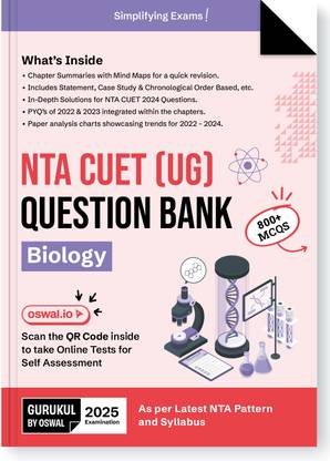 Gurukul NTA CUET (UG) Biology Question Bank Exam 2025 : 800+ MCQs, Chapter Summary with Mind Maps, 2024 Solved Paper, PYQs, Paper Analysis Charts, Common University Entrance Test Computer Based