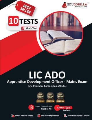 LIC ADO Mains Exam  - Apprentice Development Officer | 10 Full-length Mock Tests (1500+ Solved Questions) | Free Access to Online Tests