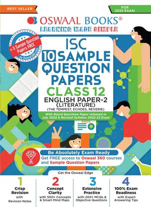 Oswaal ISC Sample Question Papers Class 12 English Paper-2 for 2023 Board Exam (based on the latest CISCE/ICSE Specimen Paper)