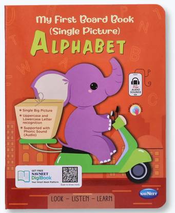 Navneet My First Board Book (Single Picture) Alphabet - Bestselling Picture board books for Babies & Toddlers: Large Picture Board Book with Audio Letter Sounds and ABC song