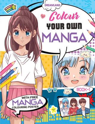Colour Your Own Manga Book Part-1 With Free Manga Colouring Poster Age 4+| Colouring Book for Children