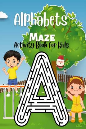 Alphabets Maze Activity Book for Kids  - Christmas Theme, Learning with Fun, Maze Game, Pages 50