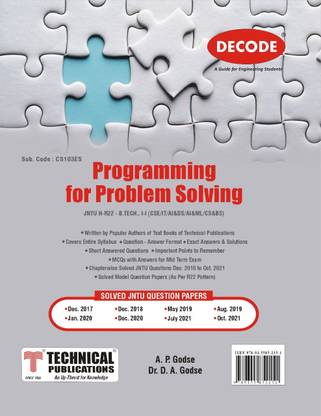 Programming for Problem Solving for JNTU-H 22 Course (I - I - CSE/AI&DS/AI&ML/IT - CS103ES) (Decode)