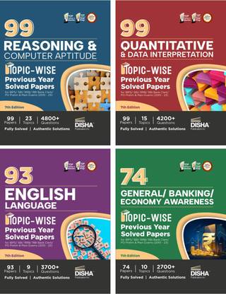 95 Reasoning/ Quantitative Aptitude/ English/ General Awareness Topic-Wise Solved Papers for Ibps/ Sbi/ Rrb/ Rbi Bank Clerk/ Po Prelim & Main Exams (2010 - 23) Combo
