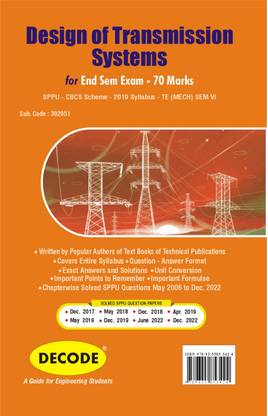 Design of Transmission Systems for SPPU 19 Course (TE - SEM VI - MECH. - 302051) (Decode)