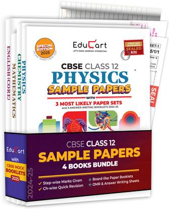 Educart CBSE Class 12 Sample Papers Bundle (2024-25) - Physics, Chemistry, Mathematics, & English (With exclusive CBSE Mock Booklets for 2025 Exam)  - Class 12 Sample Paper 2025
