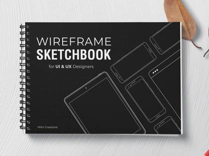 Wireframe Sketchbook for UI & UX Designers, 120 Pages with Mobile and iPad Templates, Spiral-Bound, Black