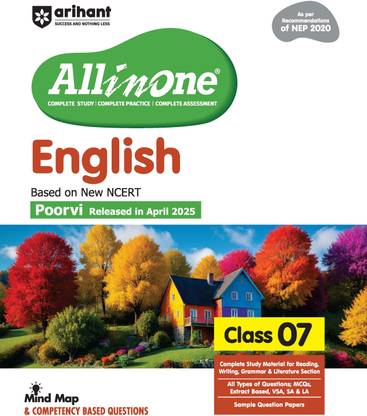 Arihant All in One English Class 7 for CBSE Exam 2025-26 | Based on the latest NCERT | Mind Map in Each Chapter | All types of Questions, MCQs, and Sample Question Papers