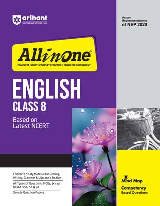 (Old Edition) Arihant All In One English Class 8th Based On Latest NCERT For CBSE Exams 2025 | Mind map | All type of Questions, MCQs, Extract Based, VSA, SA & LA