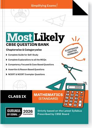Gurukul By Oswal Mathematics Most Likely CBSE Question Bank for Class 9 Exam 2026 - Chapterwise & Categorywise, New Paper Pattern (MCQs, Case, Assertion & Reasoning, NCERT & NCERT Exemplar Questions)