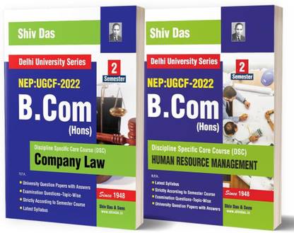 Shivdas Delhi University B Com Hons Semester 2 Company Law Human Resource Management (Pack of 2) Solved 10 years PYQs based on NEP UGCF
