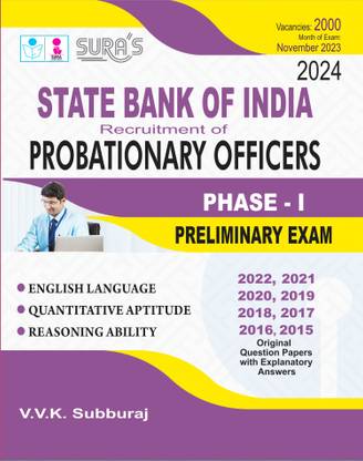 SURA`S SBI Bank Probationary Officers ( PO ) Phase I Preliminary Exam Guide Books (New Pattern) - LATEST EDITION 2022