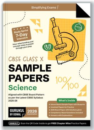 Gurukul By Oswal Science Sample Papers for CBSE Class 10 Board Exam 2026 : Fully Solved New SQP 2025-26, Solved Sample Papers, Unsolved Sample Papers, Board Solved Papers 2025, Latest Syllabus, CBQs