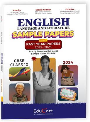 Educart CBSE English Language and Literature Class 10 Sample Paper 2023-24 (Introducing Revision Maps and Past Year Papers) 2024  - sample paper class 10 2023 24 cbse