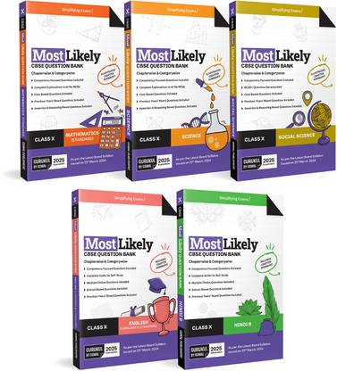 Gurukul By Oswal Most Likely CBSE Question Bank Class 10 Bundles (Set of 5) : Maths, Science, Social Science, English & Hindi-B for Exam 2025