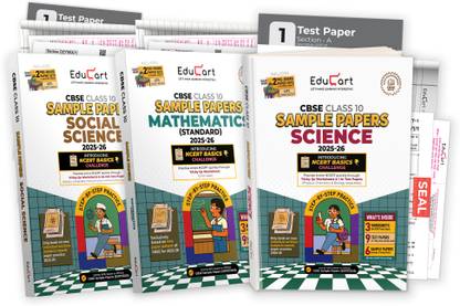 Educart CBSE Sample Paper Class 10 2025-26 - Science, Mathematics Standard & Social Science (Introducing exclusive step-by-step new practice concept on 2026 pattern) Set of 3 Books - Sample Paper Class 10 2026