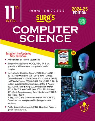 SURA`S 11th Standard Computer Science Exam Guide in English Medium 2024-25 Edition - Based on the Updated New Textbook
