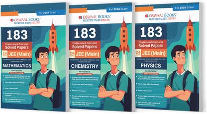Oswaal 183 Chapter-wise & Topic-wise Solved Papers JEE (Main) | Online (2012-2025) & Offline (2002-2018) | Physics, Chemistry & Mathematics (Set of 3 Books) | For 2026 Exam (Product Bundle, Oswaal Editorial Board)