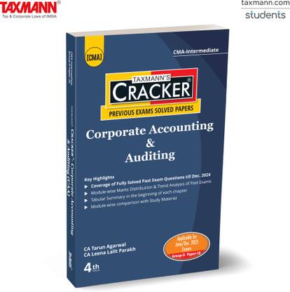 Taxmann's CRACKER for Corporate Accounting & Auditing (Paper 10 | CAA) – Covering Past Exam Questions & Answers | Tabular Summaries | CMA Intermediate | New Syllabus | June/Dec. 2025 Exams