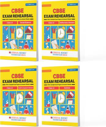 CBSE Exam Rehearsal Class 10 Maths, Science, Sst & English ( Set of 4 Books)