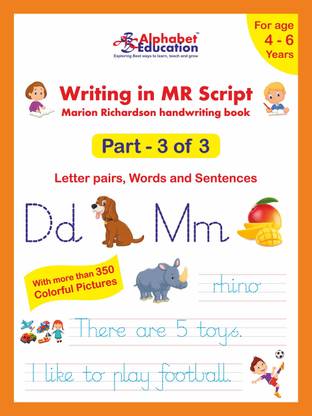 Writing in MR Script - Marion Richardson handwriting book - Part 3 of 3 - Letter pairs, Words and Sentences - For age 4 to 6 years