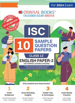 Oswaal ISC 10 Sample Question Papers Class 12 English-2 For Board Exams 2024 (Based On The Latest CISCE/ ISC Specimen Paper)