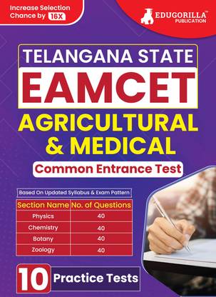 TS EAMCET : Agricultural and Medical Entrance Exam Prep Book | Physics, Chemistry, Botany, Zoology  - 10 Solved Practice Mock Tests (1600+ MCQs)