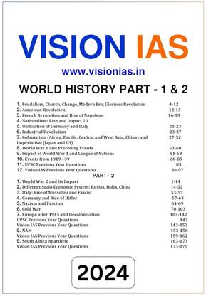 Vision IAS World History Part 1 & 2 General Studies Printed Notes for UPSC Civil Services Preparation 2025 | English Medium | LATEST (Photocopy B&W, 2024)