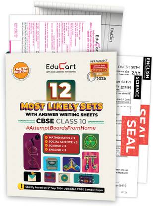 Educart CBSE Class 10 Most Likely Sets of Sample Papers - Science, Maths Standard, Social Science & English (with Answer Writing Sheets 2024-25)  - Sample Paper Class 10 2025