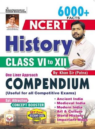 NCERT History Class 6th to 12th 6000+ Facts One Liner Approach Compendium By Khan Sir (English Medium)(4093)