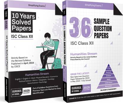 Gurukul by Oswal ISC Humanities Combo of 36 Sample Question Papers and 10 Years Solved Papers for Class 12 Exam 2025 : Eng I&II, Hindi, Eco, Pol. Sc, History, Geo, Sociology, Home Sc, Psycho & Phy.Edu