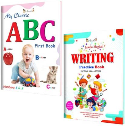 InIkao Preschool Learning Combo for Ages 2–5: Alphabet Picture Book & Reusable Writing Practice Book for Alphabets | Learn to Read Alphabets, Numbers & Everyday Vocabulary, and Practice Writing | Wipeable & Durable Educational Books for Kids  - Children Activity Books