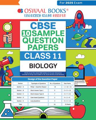 Oswaal CBSE Sample Question Papers Class 11 Biology Book (For 2025 Exam)
