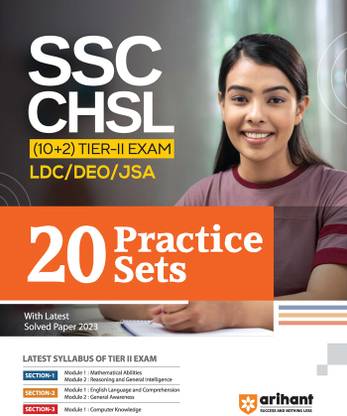 Arihant SSC CHSL (10+2) 20 Practice Sets Tier 2 LDC/DEO/JSA For 2024 Exams with Latest Solved Paper